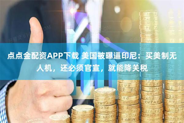点点金配资APP下载 美国被曝逼印尼：买美制无人机，还必须官宣，就能降关税