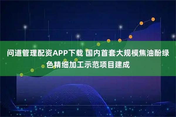 问道管理配资APP下载 国内首套大规模焦油酚绿色精细加工示范项目建成